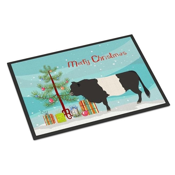 Carolines Treasures BB9198JMAT Belted Galloway Cow Christmas Indoor or Outdoor Mat; 24 x 36 in. BB9198JMAT - main
